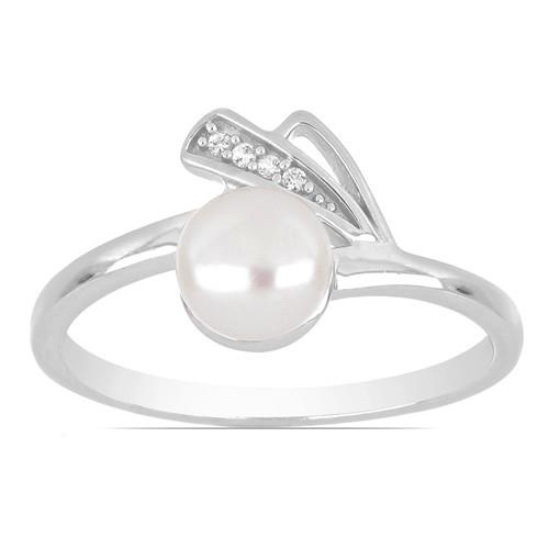 BUY STERLING SILVER NATURAL WHITE FRESHWATER PEARL GEMSTONE RING